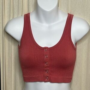 LIKE NEW! URBAN OUTFITTERS- OUT FROM UNDER CORAL STRETCH CROP TOP SIZE XS